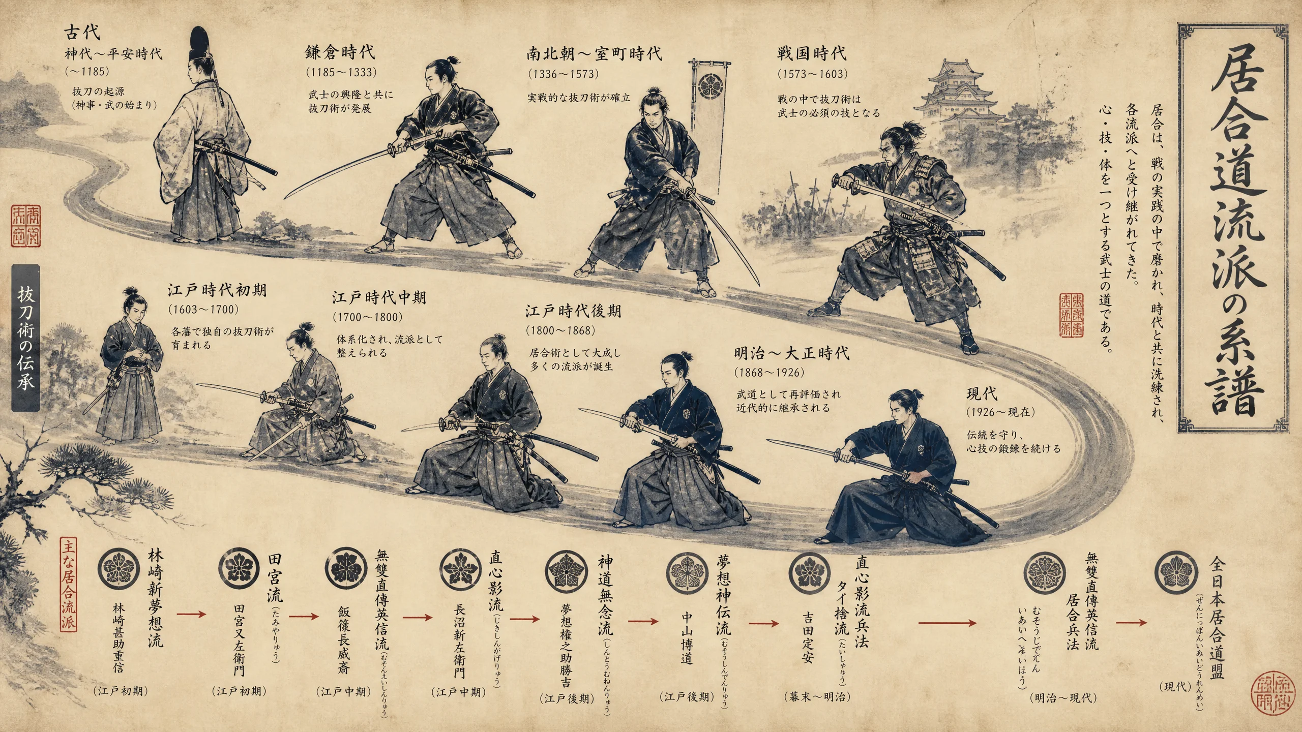 居合道流派历史‍传承图解